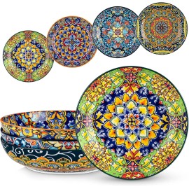 vancasso Pasta Bowls 42oz Ceramic Salad Bowls of 4 Large Corlorful Serving Bowls