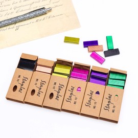 XiowDow Assorted Color No.10 Mini Staples for Small Stapler, 6000pcs #10 Metal Staples Refill Metallic Color Staple for Desk Tiny Staplers School Office Supplies, 1000 Staples/Box (Assorted Color)