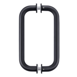 Ranbo C-Shaped 8" Back-to-Back Frameless Glass Shower Door Push Pull Handle, Fits 6-12mm(1/4"-1/2") Glass Doors,8" Mounting Hole Distance,304 Stainless Steel,Matte Black,for Bathroom, Sauna, Spa