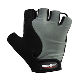 Wilhelm Sell® Non-Slip Sports Gloves for Fitness Training and Cycling Touring, Half Finger Gloves for Cycling and Bike, Women and Men, Unisex (1 Pair-Size L Black/Grey)