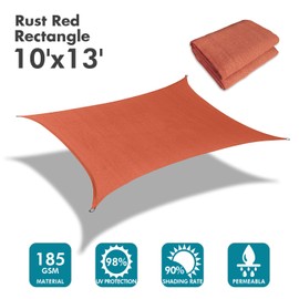 KANAGAWA Sun Shade Sail 10'x13' Rust Red Rectangle UV Block Canopy Awning Shelter Fabric Cloth Screen for Outdoor Patio Garden Backyard Activities
