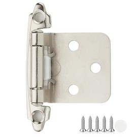 8 Pack 4 Pair Brushed Nickel Cabinet Hinges - 1/2 inch Overlay Kitchen Cabinet Hinges, Semi-Concealed Hinges, Self Closing Cabinet Door Hinges with Door Bumper, Silver Face Mount Cabinet Hardware
