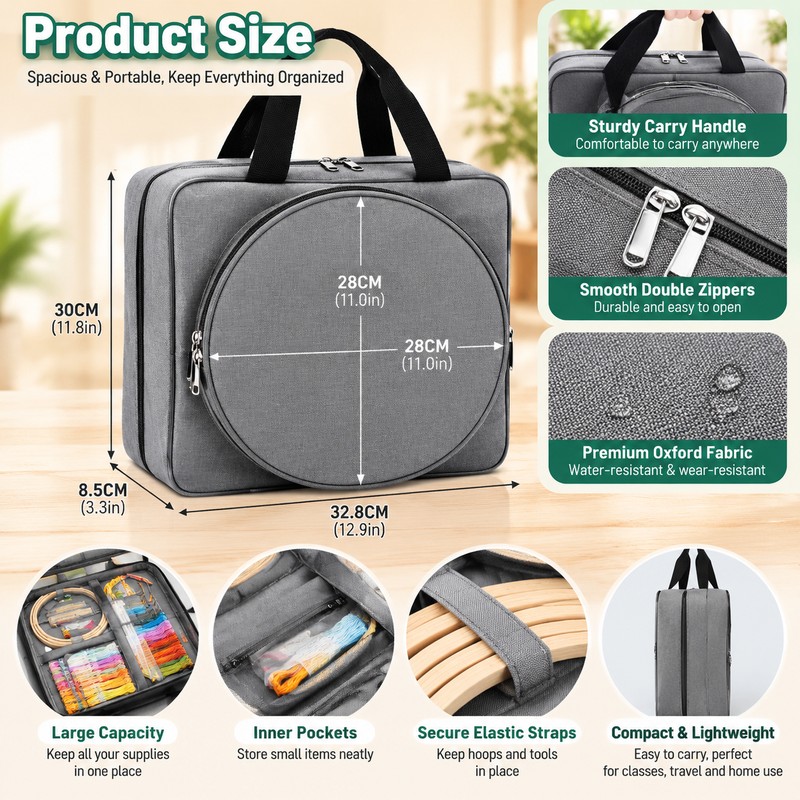 Embroidery Storage Bag for Sewing Supplies – Multi-Pocket Foldable Craft
