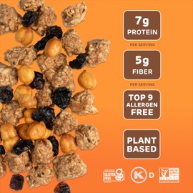 Absurd Snacks Chickpea & Granola Crunch Mix, Nut-Free, Gluten-Free, Plant-Based, Good Source of Protein & Fiber, Top-9 Allergen Free Snack Mix - 2-Pack (5 ounce, 3.5 servings) (Maple Cinnamon)