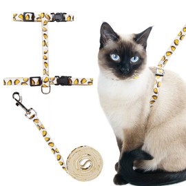 Cat Harness and Leash Set Escape Proof Soft Nylon Adjustable Kitten Vest Harness for Walking Small Medium Large Cats Tacos Pattern Large