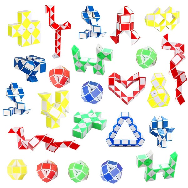 Tehttz 24Pcs 24 Blocks Magic Snake Cube, Mini Snake Ruler