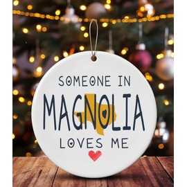 Family Christmas Ornament Magnolia TX Texas Someone in Loves Me Houswarming Keepsake Souvenirs Bulk Long Distance Ornament 2024