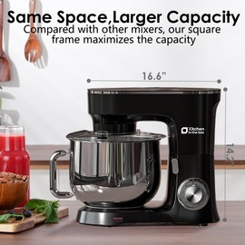Kitchen in the Box Stand Mixer, 900W 8.5 QT Kitchen Electric Mixer, 10-Speed Large Capacity Tilt-head Food Mixer with Dough Hook, Wire Whip, Flat Beater & Splash Guard (Black) (Renewed)