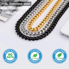 Jewelry Kingdom 1 Mens Necklace Silver Cuban Link Chain for Men's Jewelry, 6MM Miami Chain Necklace for Women, High Polished 316L Stainless Steel(Necklace, 26")