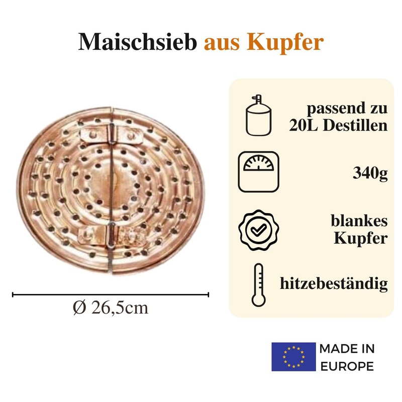'CopperGarden' Copper Mash Sieve (20L) - prevents burning of the