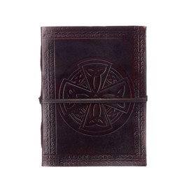 Circular Celtic Cross Leather Journal | 13.5cm x 18.5cm | Handmade, Fair Trade & Eco Friendly Leather Bound Notebook Alternative for Men and Women