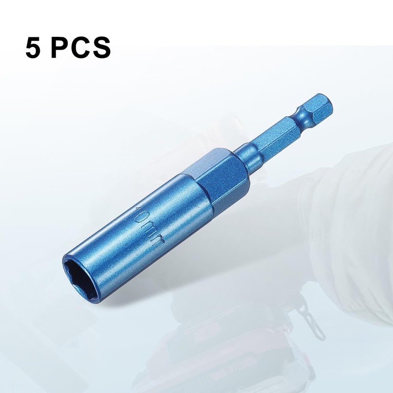 HARFINGTON 5pcs Nut Driver 10mm Hex Drive Socket CR-V Steel