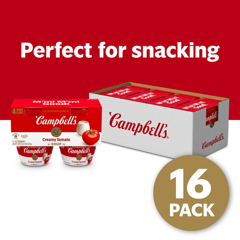 Campbell's Creamy Tomato Soup, 7 Oz Microwavable Bowl (4 Packs