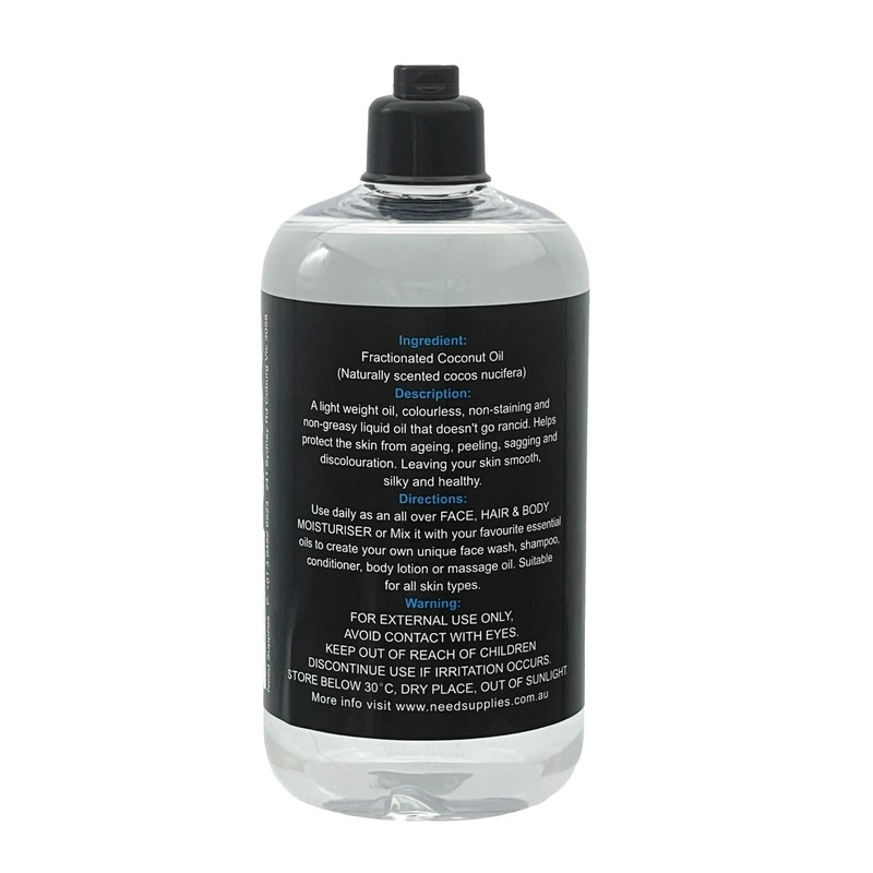100% Pure Organic Fractionated Coconut Oil 100ml, 200ml to 20L