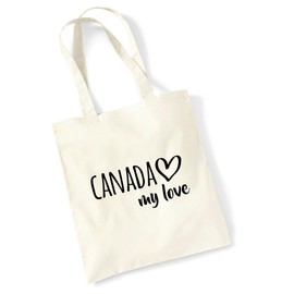 huuraa Jute Bag Canada My Love Bag Cotton 10 Litres for All Fans of Canada Gift Idea for Friends and Family, natural