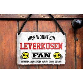 schilderkreis24 Tin Sign Funny Saying Decorative Item Sport Club Gift Idea Men Club Football (Hier Lives a Leverkusen Fan 18 x 12 cm)