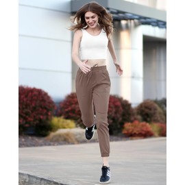G4Free Golf Pants for Women Stretch Jogger Pants Comfy Lounge Pants with Pockets for Athletic Workout (Taupe,XL,28")