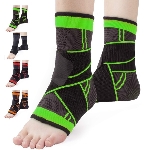 Ankle Brace Set of 2 Compression Support Adjustable Sleeve for