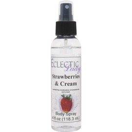 Strawberries and Cream Body Spray, 4 ounces, Body Mist for Women with Clean, Light & Gentle Fragrance, Long Lasting Perfume with Comforting Scent for Men & Women, Cologne with Soft, Subtle Aroma For