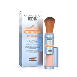 ISDIN Fotoprotector Uv Mineral Brush Spf 50+, Protector Solar Facial De Uso Diario On The Go, Activos Antipolucion, Matificante, Acabado Invisible, 2 G