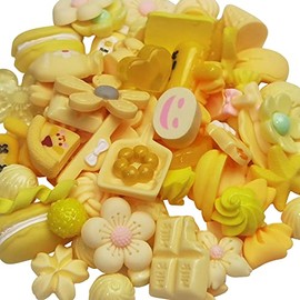 Chenkou Craft 50pcs Lots Mix Assort Easter DIY Flatbacks Resin Flat Back Buttons Scrapbooking (Yellow)