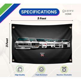 Car Flag 3×5 Feet Banner with 4 Brass Grommets - Car Poster Wall Single Sided Tapestry Outdoor or Indoor for Room Man and Guys - Cool Polyester Racing Flag Banner For Outside on Inside Home Decoration