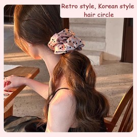 Polka Dot Scrunchie for Thin Thick Hair Bobbles for Girls Women Silk Scrunchies Polka Dot Hair Ties for Buns Preppy Ponytail Accessories for Women Girls Satin Scrunchies for Sleeping Hairties 2 Pcs
