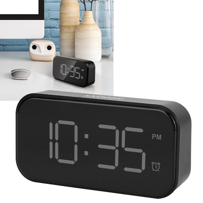 USB LED Digital Touch Alarm Clock 12/24H Portable Bedside Clock