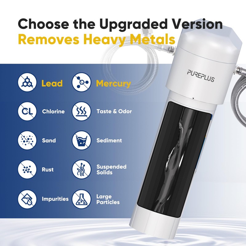 PUREPLUS Under Sink Water Filter System, 22000 Gallons, 99.99% Chlorine