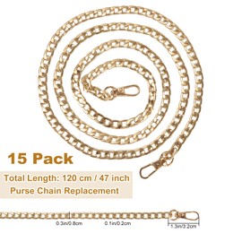LDHHYH 15 Pack 47 Inch Purse Chain Replacement, Gold Purse Wallet Bag Chains with Metal Buckets, Handbags Crossbody Bag Chains Strap