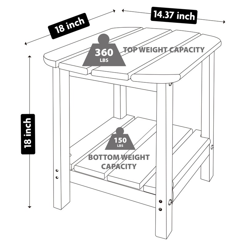 LZRS Double Adirondack Side Table, Outdoor Side Tables, End Tables