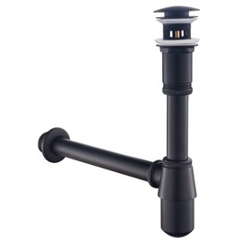 Set - Siphon with Drain Fitting with Overflow for Sink Black Matt - Keymark Universal Cup Siphon and Drain Valve Bathroom - Brass Syphon Siphon Pop Up Drain Fitting Drain Washbasin