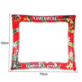 Christmas Party Photo Booth Props Frame, Xmas Photo Booth Frame with 32Pcs Photo Booth Props, Inflatable Selfie Photo Frame for Christmas Decor, Holiday Party, Inflatable Picture Frame Prop