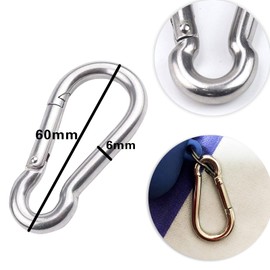 LAMXD Carabiner Clip, 6 Pcs 304 Stainless Steel M6 Carabiner Clip Heavy Duty, Small Carabiner Clips For Hiking, Camping, Fishing, Dog Leash & More