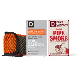 Duke Cannon Supply Co. Holiday Limited-Edition Santa's Pipe Smoke Big Brick of Soap - 10oz Holiday Soap Bar with Tactical Scrubber | U.S. Military-Grade Soap Pouch | Coarse and Soft Mesh