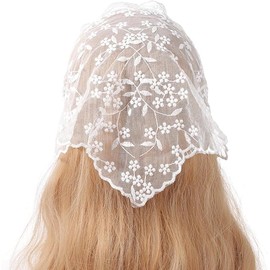 White Elegant Women Lace Flower Triangle Headband Summer Sunproof Lace Triangle Bandana for Sweet Girls Camping Taking Photo Women's Headbands, Women's Fashion Headbands Hats for Caps Accessories