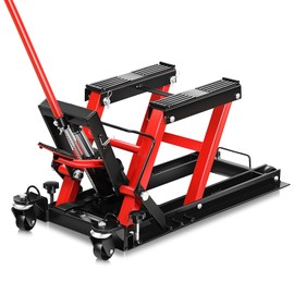 Universal Low Profile Steel Hydraulic Service Motorcycle Lift Jack, 1500LBS Capacity, Lifting Range 4.5" (Min) to 15" (Max), Powder Coated