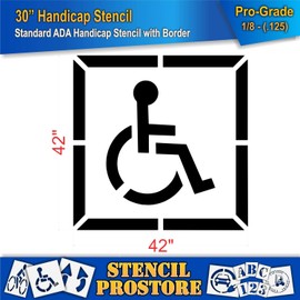 Parking Lot Stencil - 30" - Handicap Stencil with Border (3" Stroke) - 42'' x 42'' x 1/8" (128 mil) - Pro-Grade