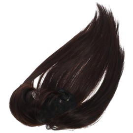 Gatuida Women Clip Hair Topper Natural Volume Enhancer with Thick Bangs for Thinning Hair Deep Brown Wiglet Hairpiece Comfortable Breathable Design Versatile Styling Options