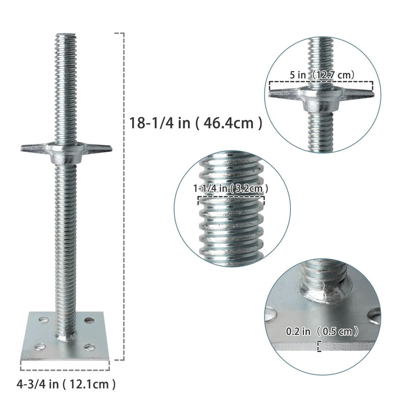 Scaffold Adjustable Leveling Jacks 18.25", 4 Pack Solid Screw Jacks