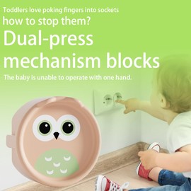 4 Sockets Child Safety Socket, Owl Child Safety Socket, Removable Child Safety Sockets (Apricot)