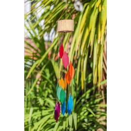 My Family House Glass Wind Chime - Spiral in Rainbow - 100% Fair Trade - Handmade from Recycled Materials