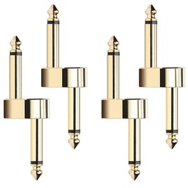 4Pack tunghey 1/4 Inch Pedals Coupler Z Type 6.3mm Guitar Pedal Connectors TS Copper Male Connector for Effect Pedalboard Space Saving Gold Plated