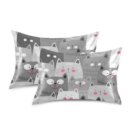 xigua Cat Satin Pillowcases Breathable Pillow Case for Hair and Skin, NO Zipper Pillow Cover with Envelope Closure for Sofa Bed Couch, Standard Size 20 x 26 Inch