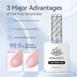 Born Pretty Nail Prep Dehydrator für Nägel Natürlich 15ML - Acid Free Nail Dehydrator Als Nagel Entfetter & Entfeuchter für U V Nagellack Dip Powder Acryl Nägel Aufbaugel Must-Haves für Nageltechniker