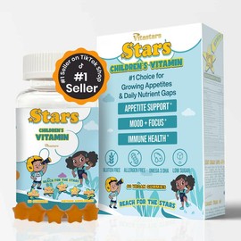 Stars Kids MultiVitamin Gummy w/ Omega 3 for Appetite Mood & Focus All Natural Gluten Free Plant Based (60 Gummies):_2 Bottles (Multi-Child Discount)