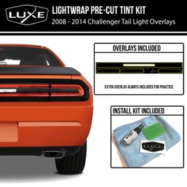 Luxe Auto Concepts Tail Light Tint Kit for 2008-14 Dodge Challenger Tail Lights- Dark Smoke Stealth | Exact Cut Vinyl Overlays | Tinted Dry Application LightWrap Film