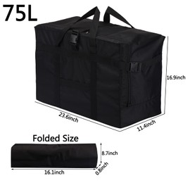 Travel Duffel Bag,75L For Spirit Airlines Foldable Travel Duffle Bag Tote,RicoRich Carry on Luggage Sport Duffle for Weekender/Vacation/Camping/Beach/Tent(Black)