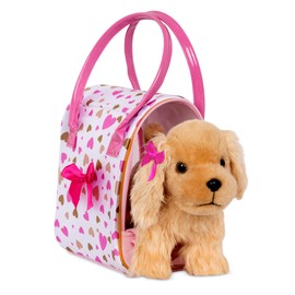 Pucci Pups Cocker Spaniel Cuddly Toy Dog in Handbag with Accessories - Plush Toy Puppy in Heart Pattern Bag - Toy for Children from 2 Years