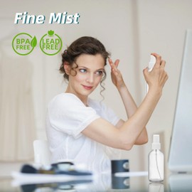 Bastelica Clear Glass Spray Bottles 4 oz, Small Empty Spray Bottles for Essential Oils, Fine Mist for Face, Hair, Plants, Travel, Perfumes, Cleaning Solutions - 4 Pack